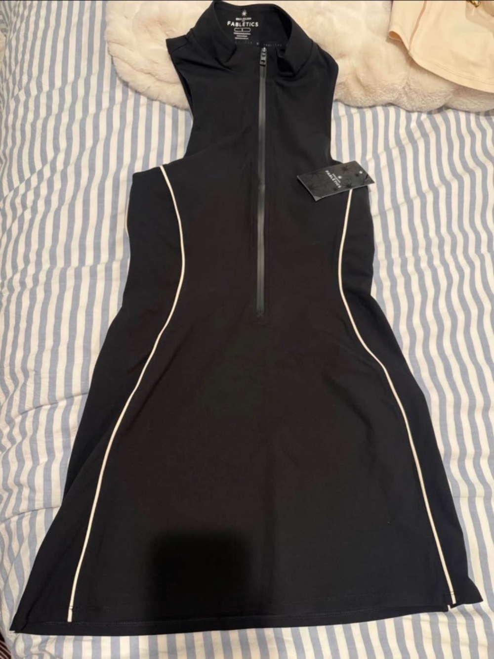 Fabletics Black Athletic Dress with White Piping